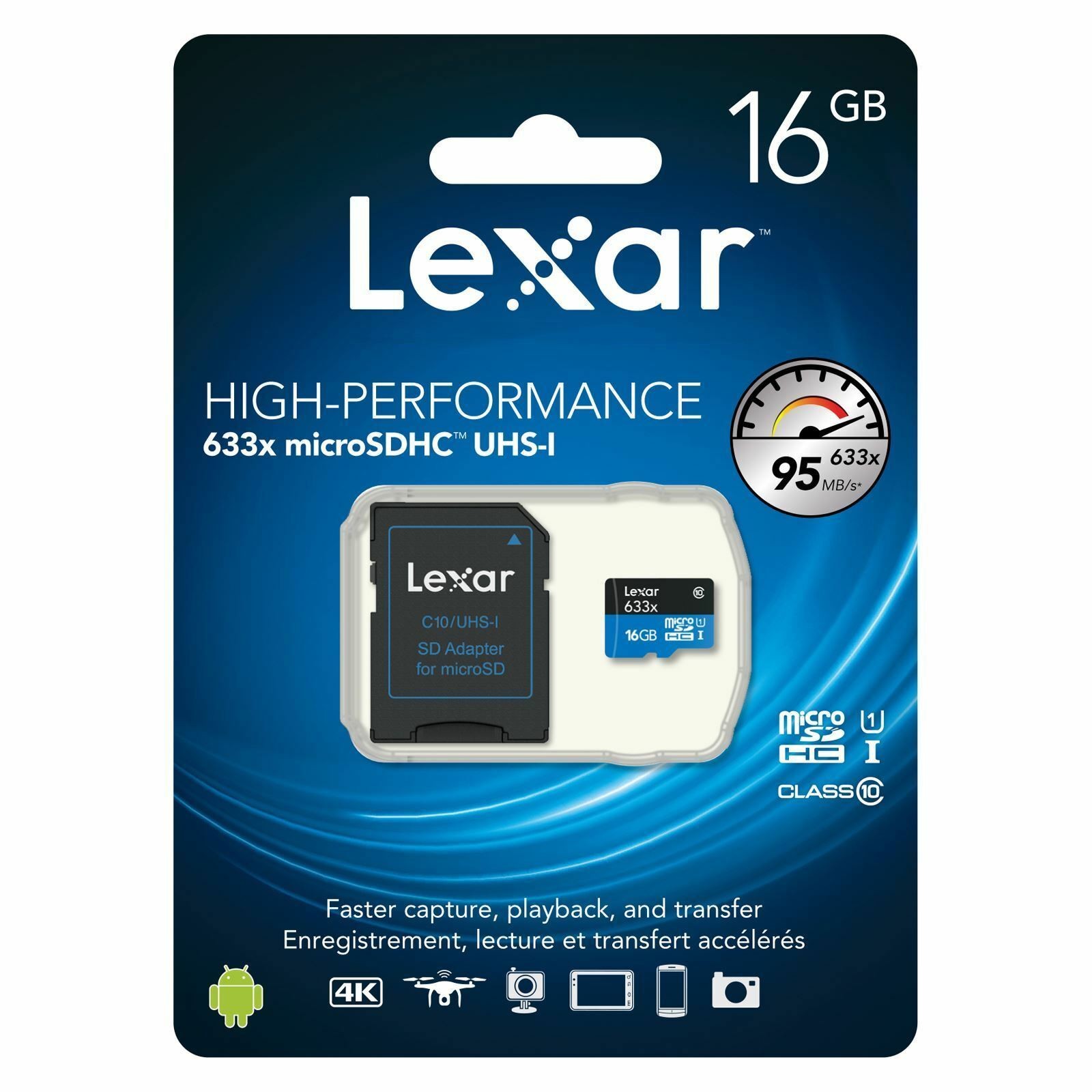 Lexar 16GB High Performance 633x Micro SDHC Card 95MB/s