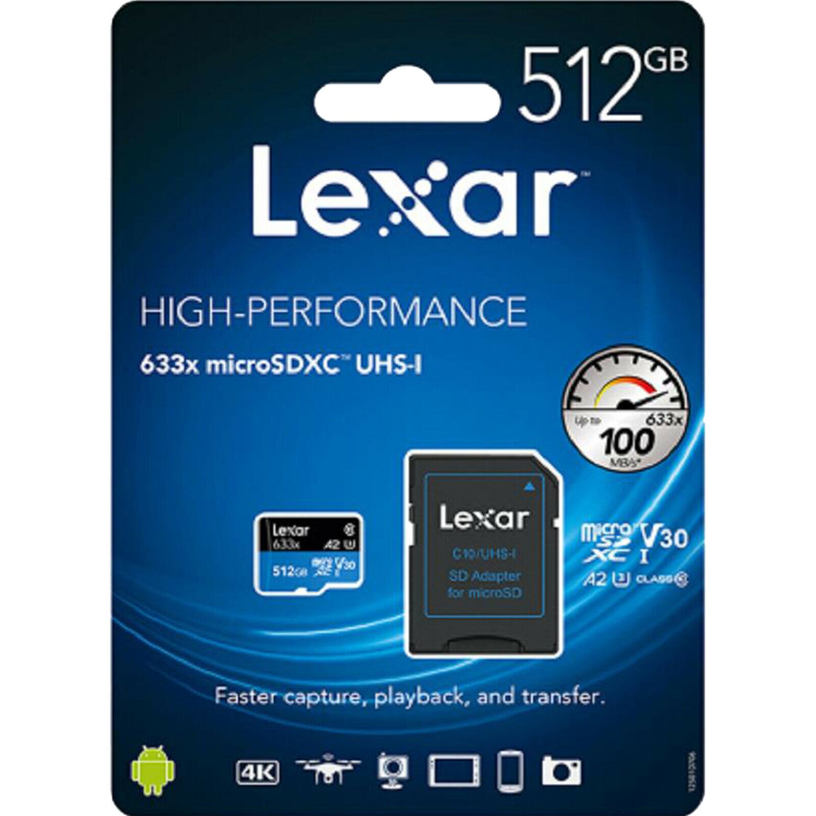 Lexar 512GB High Performance 633x Micro SDXC Card 95MB/s