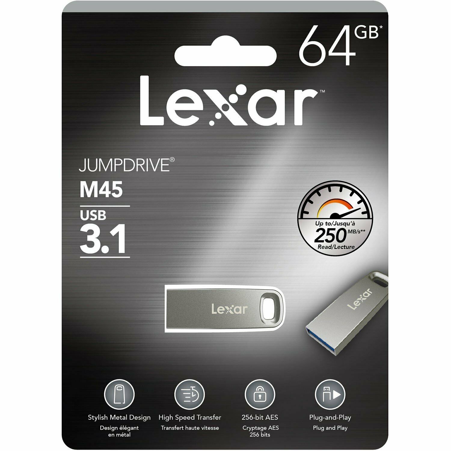Lexar 64GB JumpDrive M45 USB3.1 Metal USB Drive