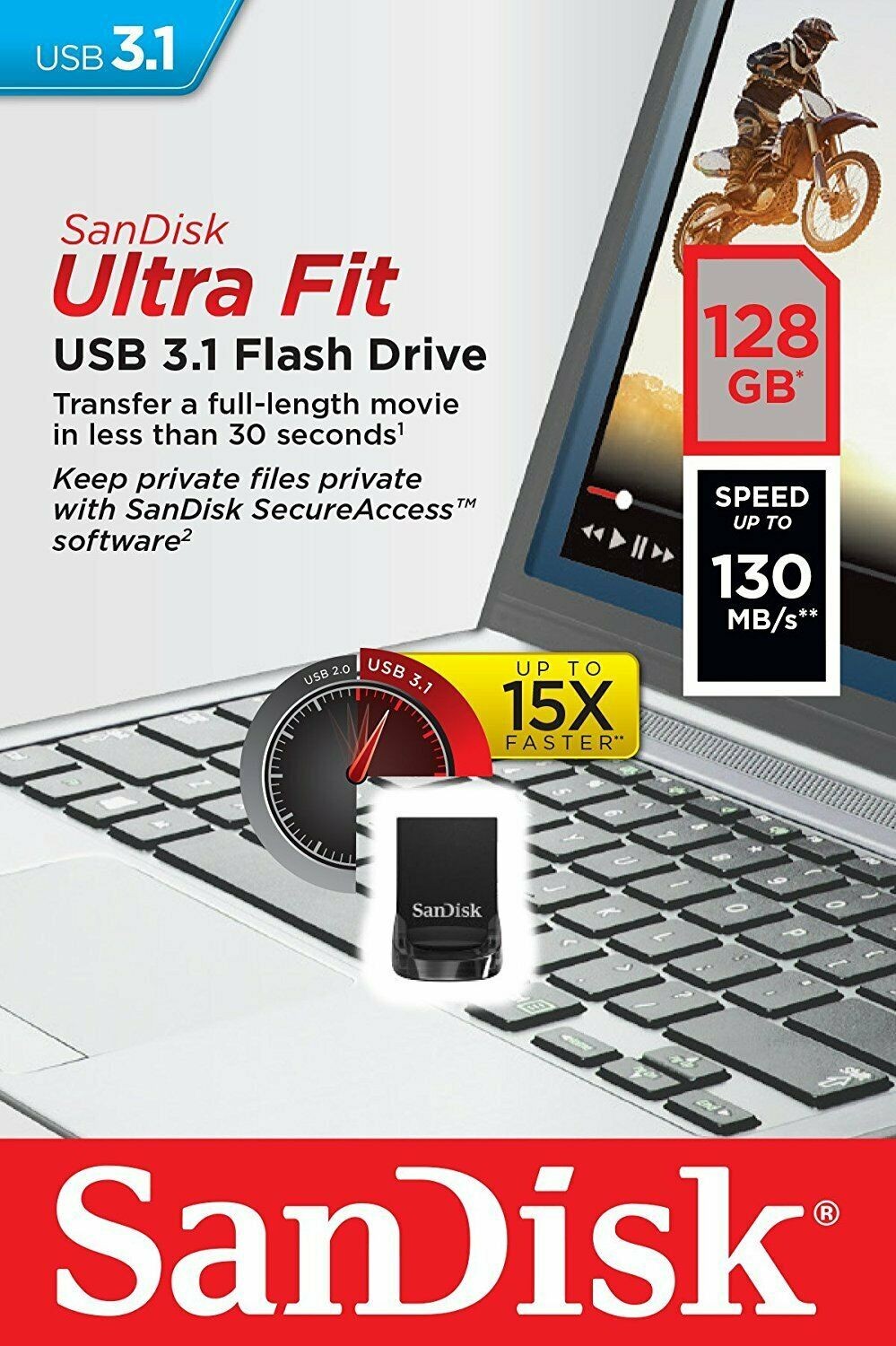Sandisk 128GB Ultra Fit 3.1 USB Drive