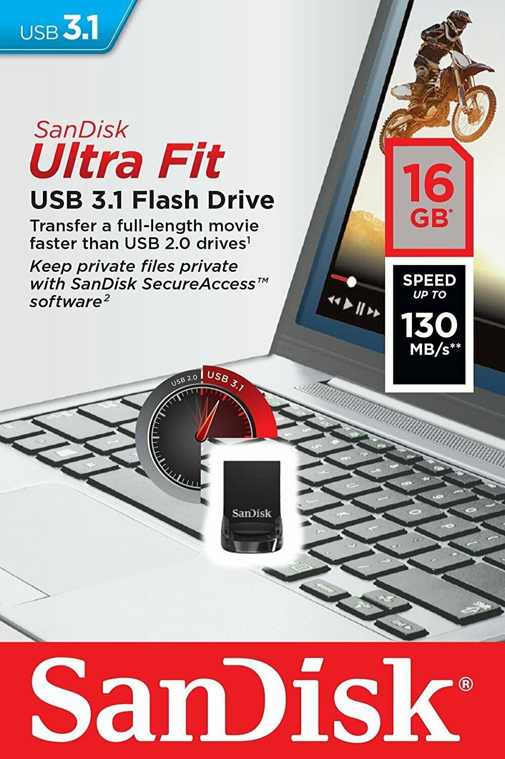 Sandisk 16GB Ultra Fit 3.1 USB Drive