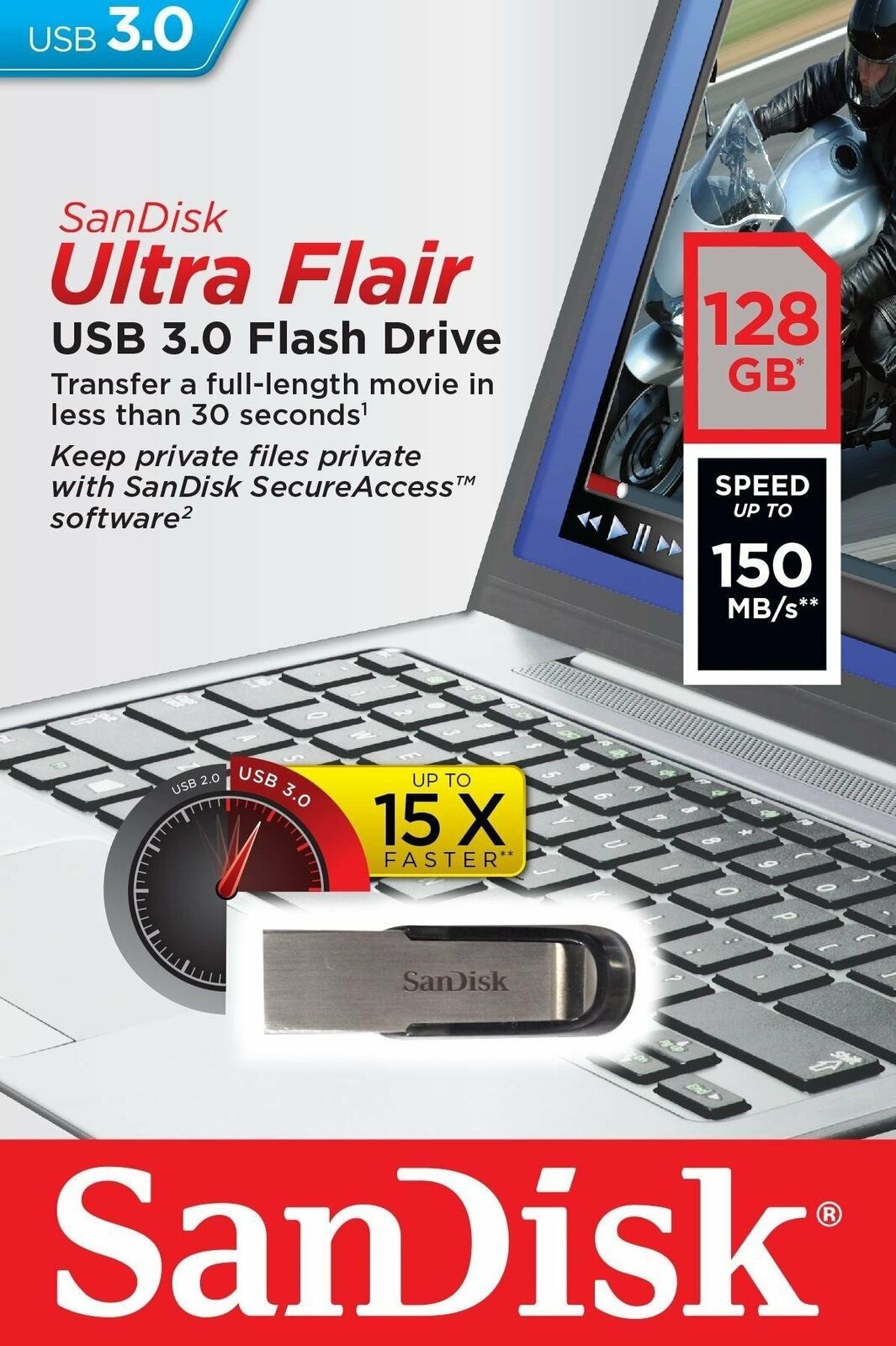 Sandisk 128GB Ultra Flair 3.0 USB Drive