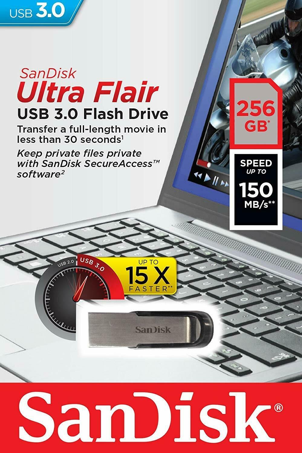 Sandisk 256GB Ultra Flair 3.0 USB Drive
