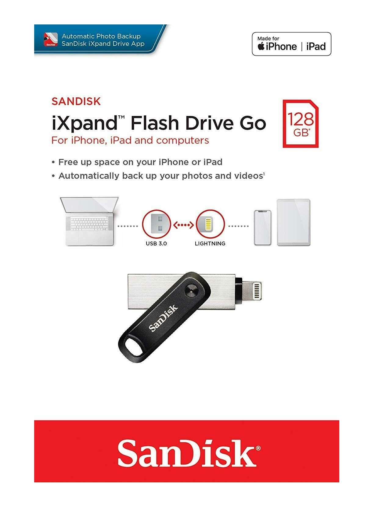 Sandisk 128GB iXpand Flash Drive Go