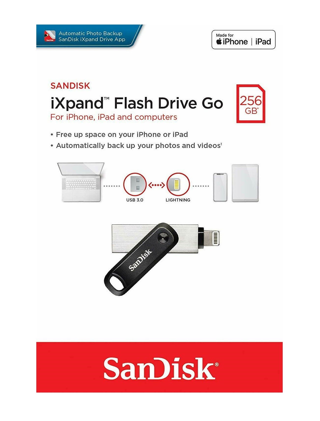 Sandisk 256GB iXpand Flash Drive Go
