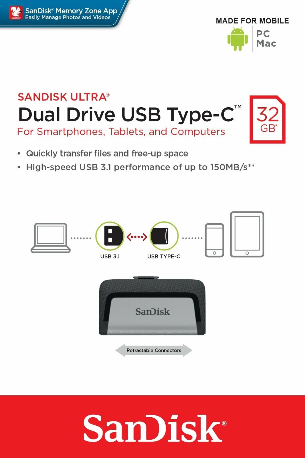 Sandisk 32GB Ultra Type C USB3.1 