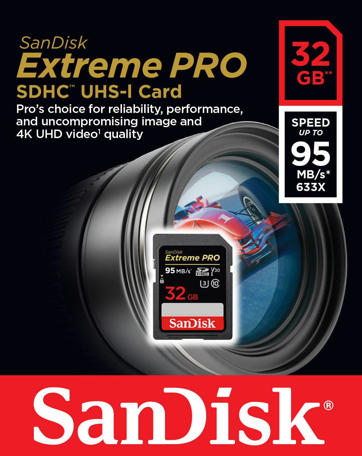 Sandisk 32GB Extreme Pro SDHC U3 4K V30 (95M/s)