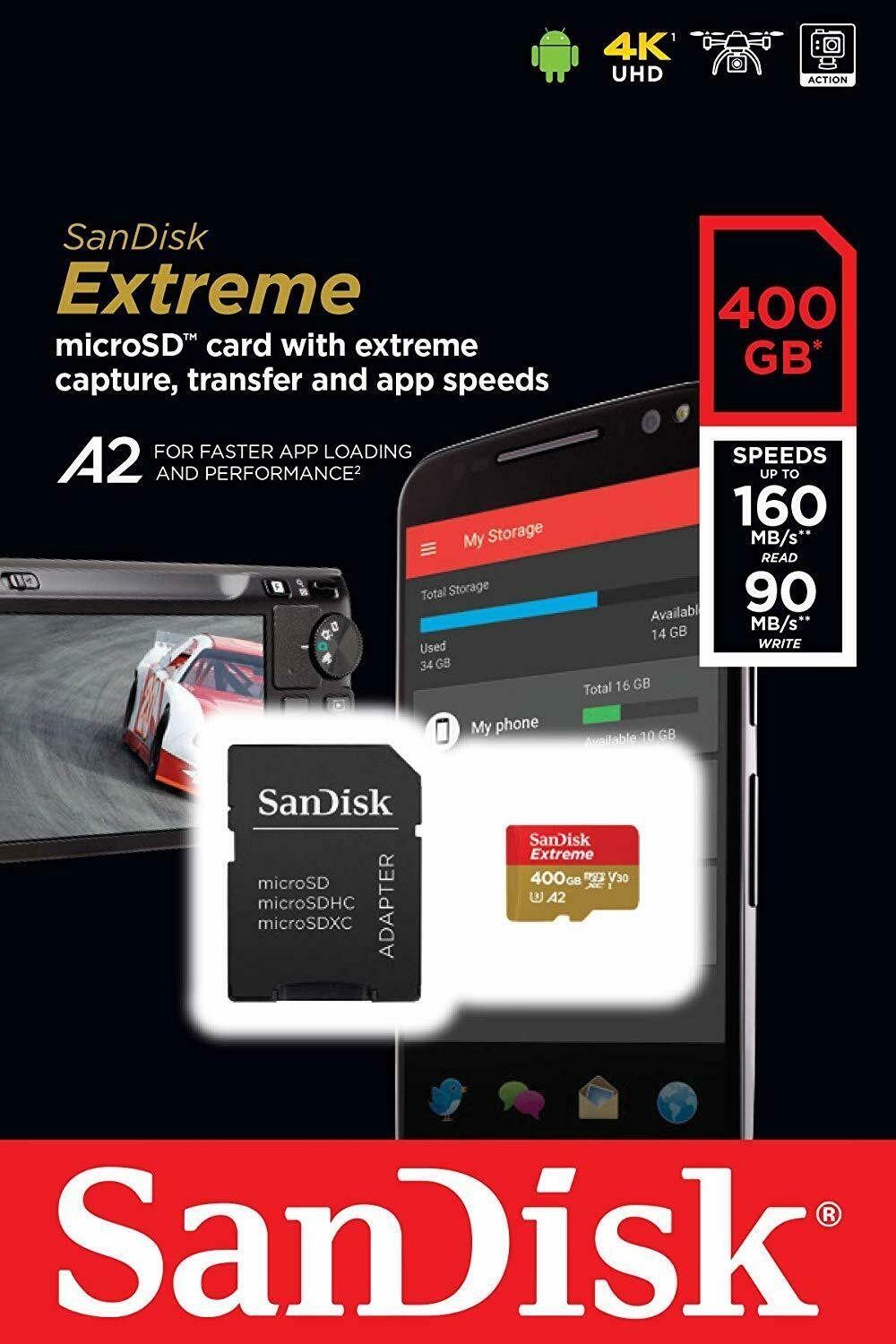 Sandisk 400GB Extreme Micro SDXC V30 A2 U3 4K