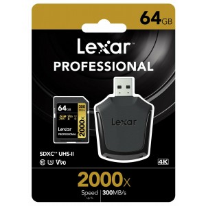 Lexar 64GB Professional 2000x SDXC Card UHS-II V90