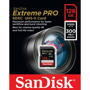 Sandisk 128GB Extreme Pro SDXC UHS-II U3 4K (300MB/s) 