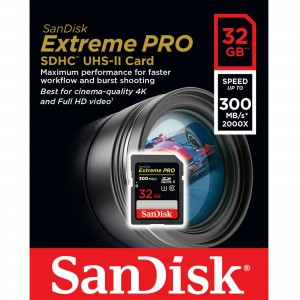 Sandisk 32GB Extreme Pro SDHC UHS-II U3 4K (300MB/s) 
