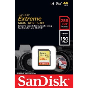 Sandisk 256GB Extreme SDXC 150MB/s 4K V30