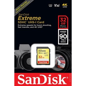 Sandisk 32GB Extreme SDHC 90MB/s 4K V30