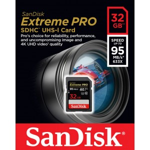 Sandisk 32GB Extreme Pro SDHC U3 4K V30 (95M/s)