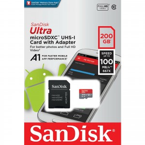 Sandisk 200GB Ultra Micro SDXC A1 UHS-1 100MB/s